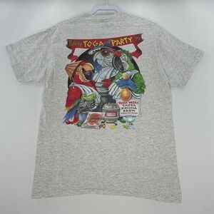 VTG Caribbean Soul Parrot Toga Party '99 Mens Large Grey Graphic T-Shirt madeUSA